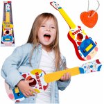 Chitara pentru copii Malplay, cu 4 corzi metalice, plectru din plastic inclus, dimensiune 54.5 x 16.5 x 6.5cm, model Cow