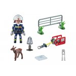 Set constructie Playmobil Misiunea pompierului de salvare a animalului