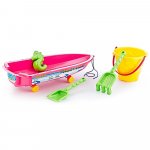 Set joaca pentru nisip cu 5 accesorii Pink Luxury Boat