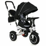Tricicleta pentru copii cu scaun rotativ 360 si control parental Trike Fix V3 Black