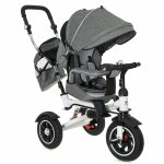 Tricicleta pentru copii cu scaun rotativ 360 si control parental Trike Fix V3 Grey