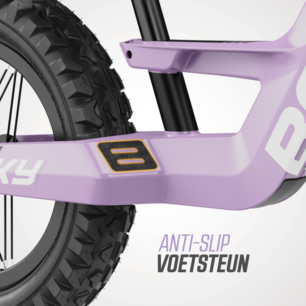 Bicicleta copii fara pedale Berg Biky Cross mov 12 inch, cu frana de mana, anvelope pneumatice, scaun reglabil pe inaltime, varsta 2,5-5 ani, inaltime utilizator 90-120 cm, greutate maxima utilizator 30 kg - 5