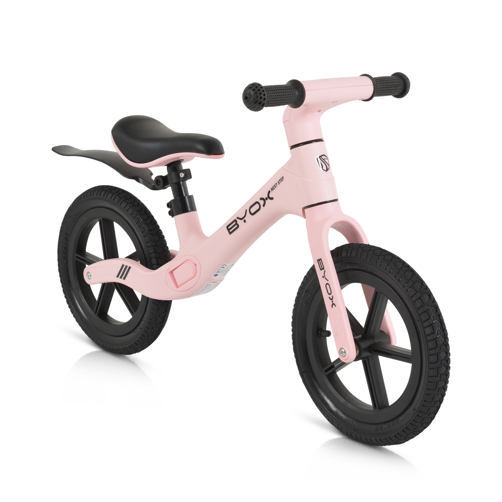 Bicicleta fara pedale Byox 12 inch cu stepper picioare lateral pliabil Next Step Pink - 6