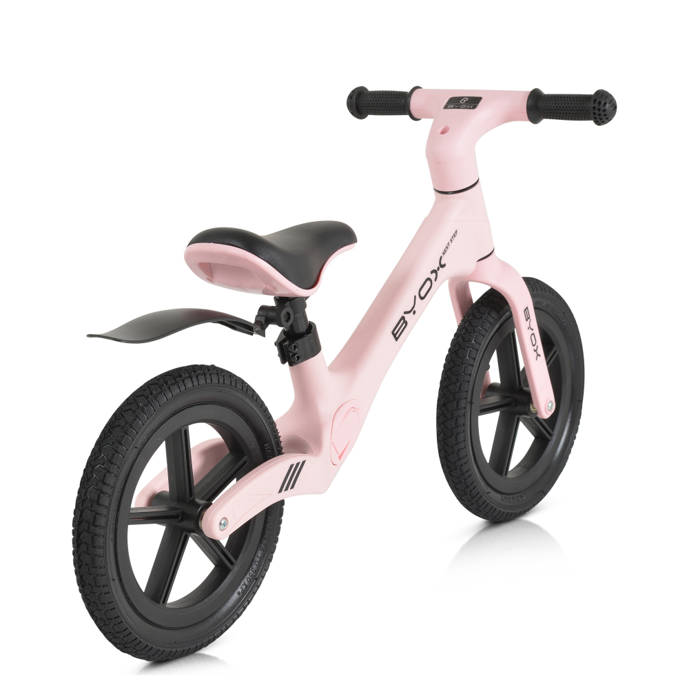 Bicicleta fara pedale Byox 12 inch cu stepper picioare lateral pliabil Next Step Pink - 1