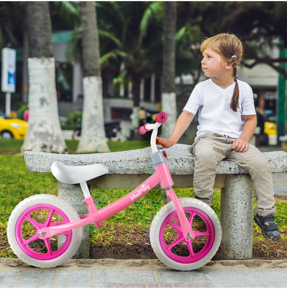 Bicicleta fara pedale cu roti de 12 inch din spuma EVA, cu scaun si ghidon reglabile in inaltime, Push Sport Roz, inaltime sezut 29-34 cm, de la 3 ani, inaltime recomandata 80-108 cm - 8