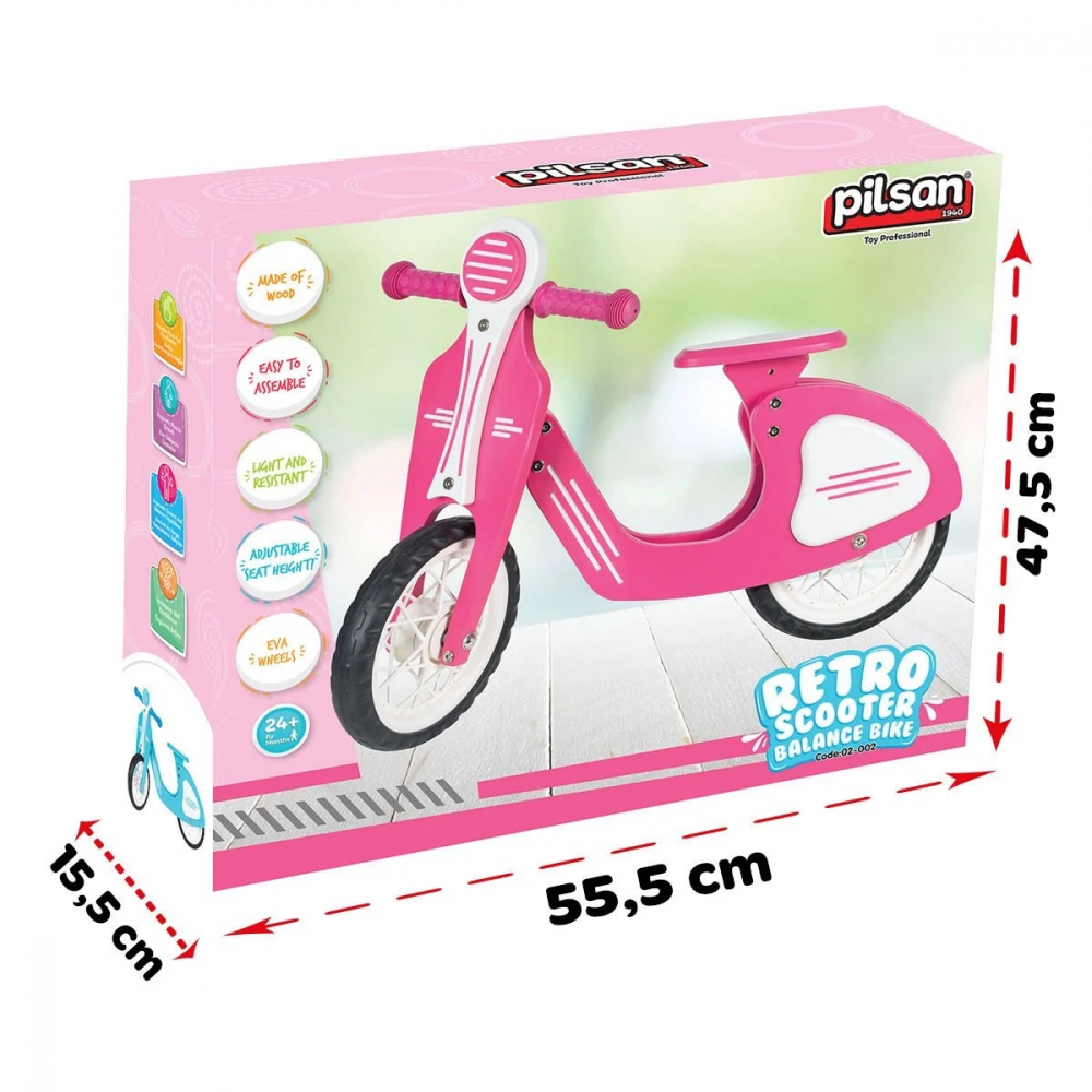 Bicicleta fara pedale cu roti EVA Pilsan Retro Pink