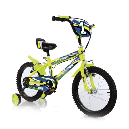 Bicicleta pentru copii 12 inch Magik BikesStartPro 2 frane de mana si roti ajutatoare Galben Neon