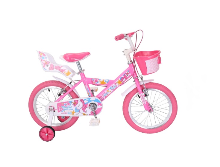 Bicicleta pentru copii 16 inch Magik Bikes cu cosulet 2 frane de mana si roti ajutatoare Magical Unicorn - 1