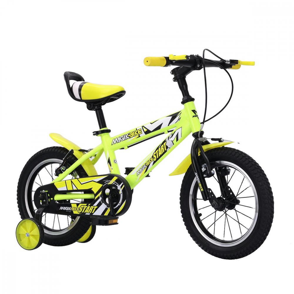 Bicicleta pentru copii roti 14 inch Magik Bikes SuperMagik 2 frane de mana roti ajutatoare Galben Neon - 3