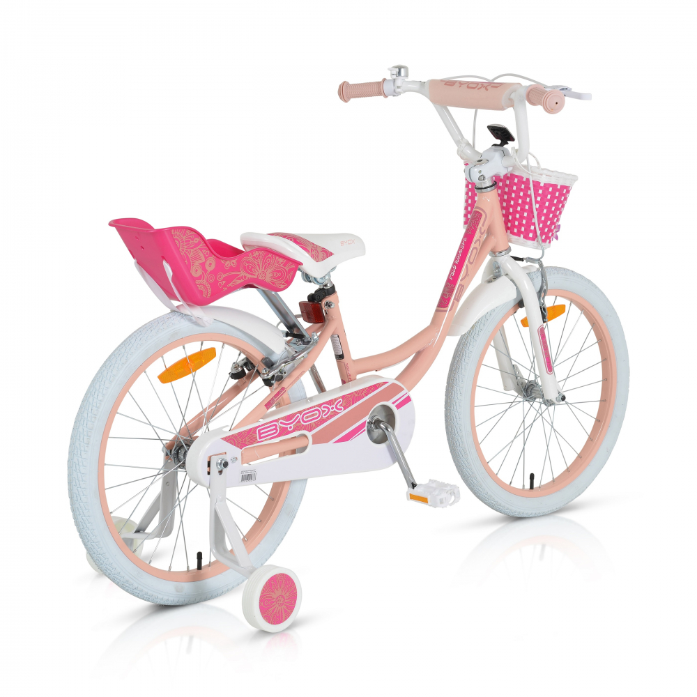 Bicicleta pentru fetite cu roti ajutatoare Byox Fashion Girl Coral 20 inch - 1 | YEO