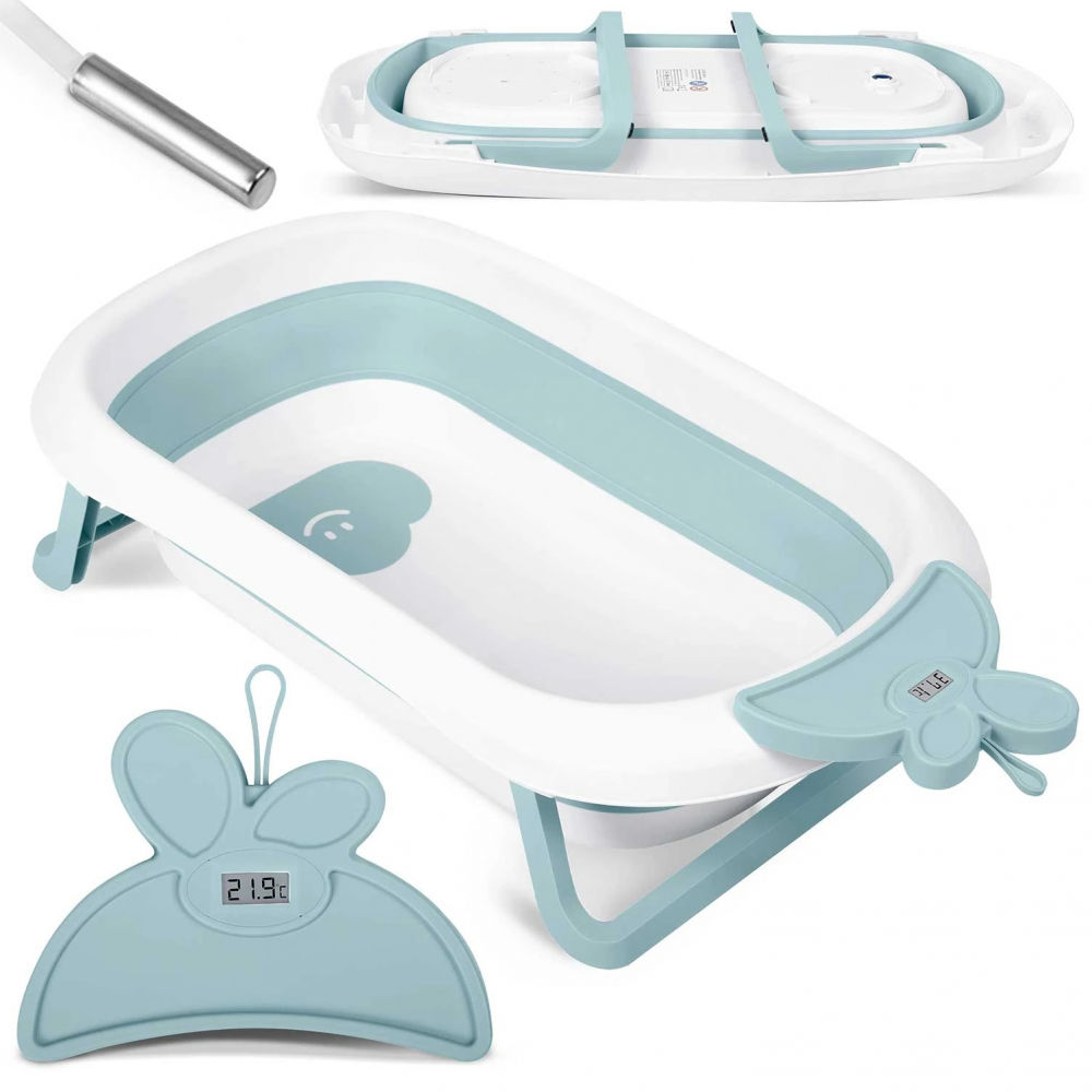 Cadita pliabila cu termometru digital inclus Ricokids Butterfly Blue