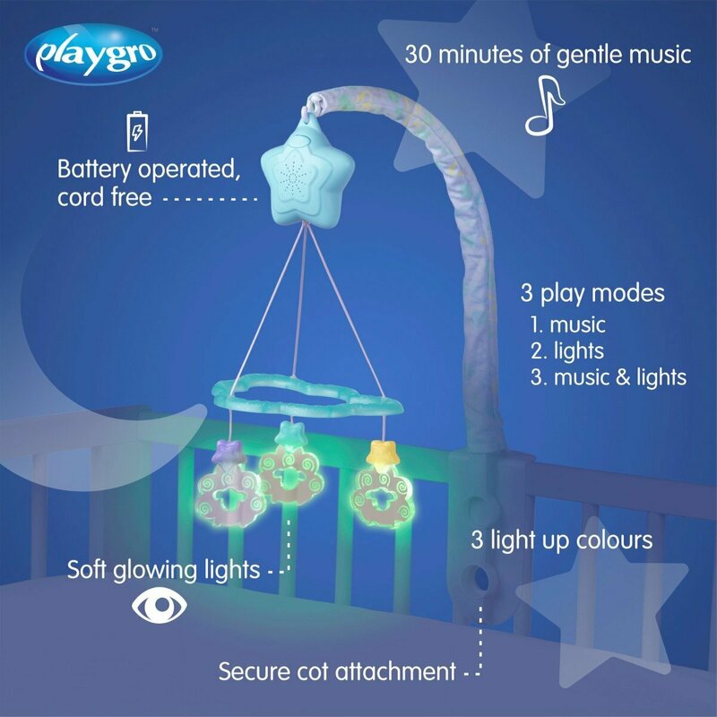 Carusel muzical Playgro cu stelute si norisori Dreamtime Soothing Light Up Mobile - 1