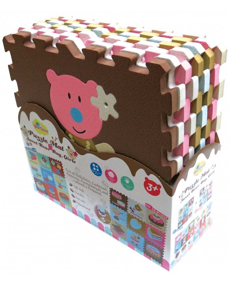 Covoras puzzle Babygreat  Fetita ursulet 92x92 cm 13mm GB-M129GB