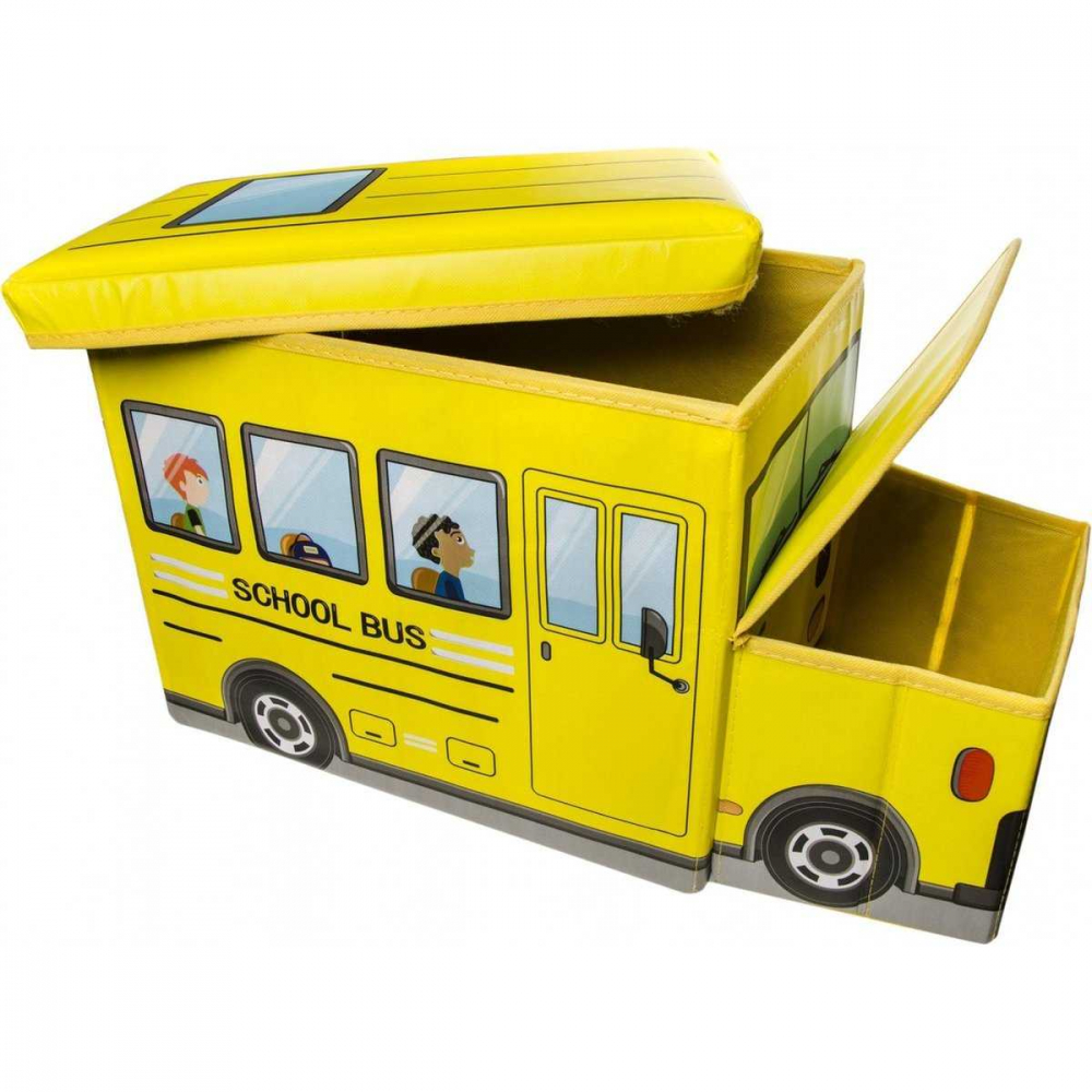 Cutie depozitare LG Imports cu capac Autobuz scolar 55x25x32 cm - 1