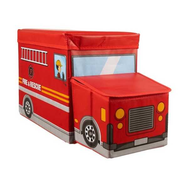 Cutie depozitare cu capac Kruzzel Masina pompieri 53x26x31.5 cm - 5