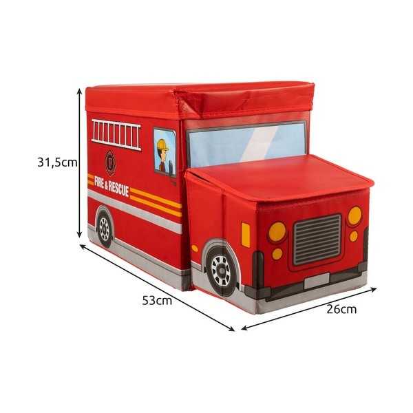 Cutie depozitare cu capac Kruzzel Masina pompieri 53x26x31.5 cm - 3