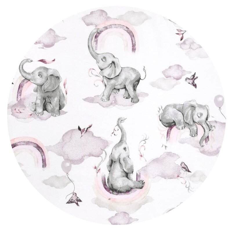 Lenjerie pat junior cu 3 piese Qmini 160x80 cm din bumbac Elephants on Rainbow Pink - 1