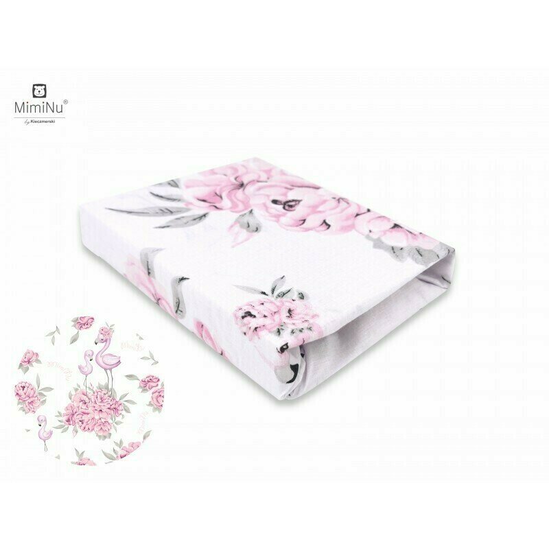 Lenjerie patut cu 3 piese MimiNu 120x60 cm Peonie Pink - 1