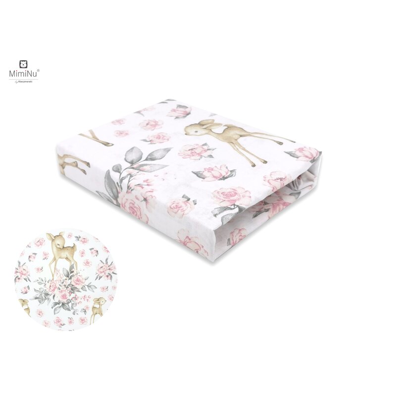 Lenjerie patut cu 3 piese MimiNu 120x60 cm Sweet Deer Pink - 1