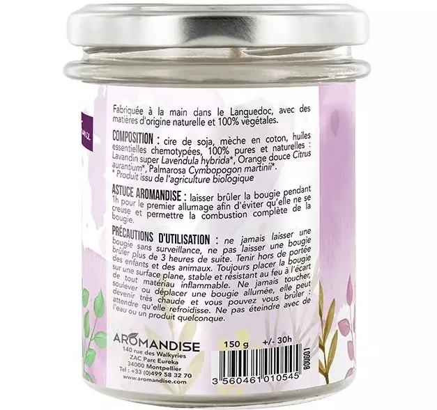Lumanare parfumata naturala Aromandise Relax vegana 150g