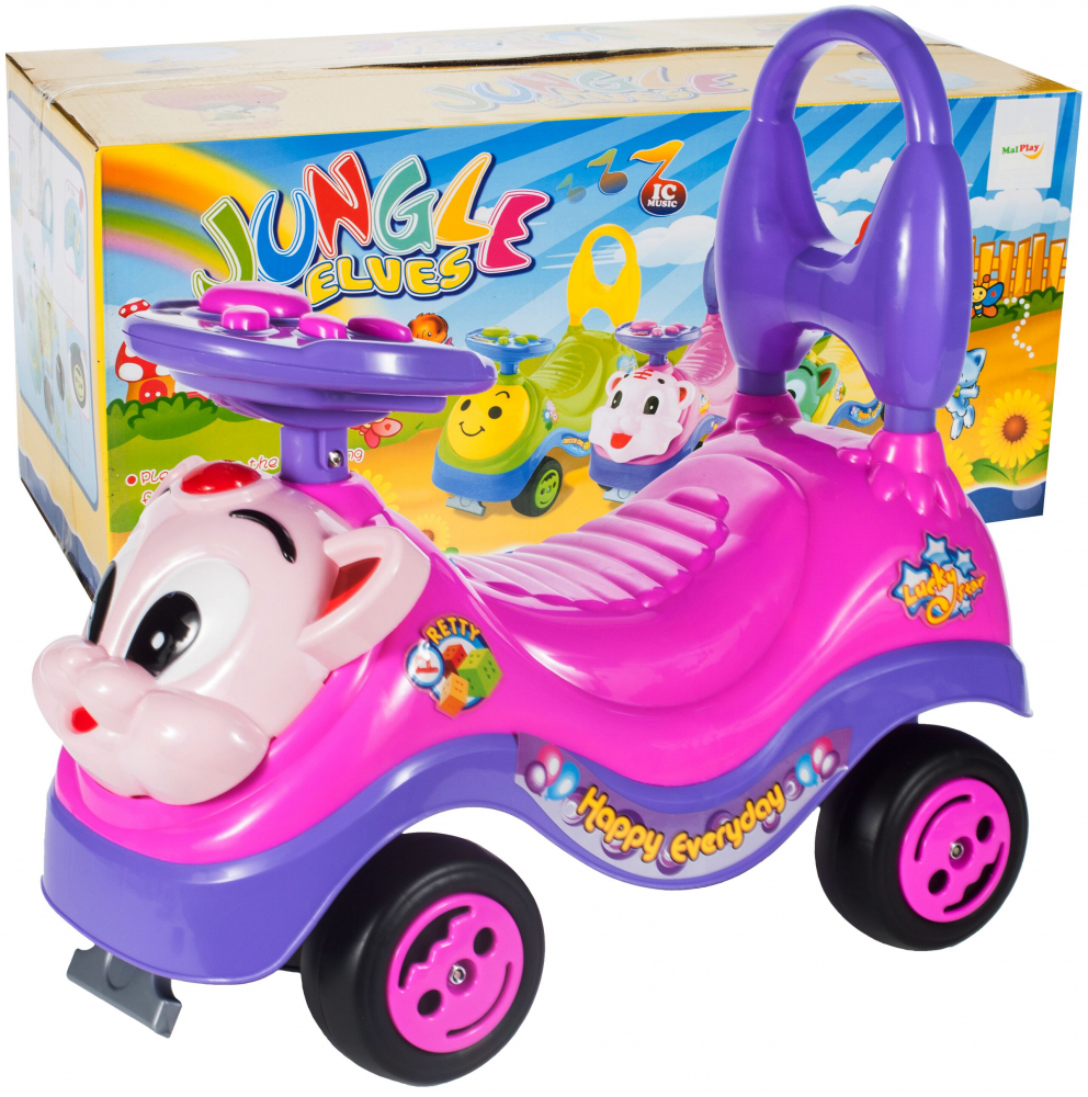 Masinuta fara pedale Ride-on Malplay Kitty Pink cu spatar inalt, volan cu claxon, sistem antirasturnare de la 18 luni pana la 27 kg - 1 | YEO