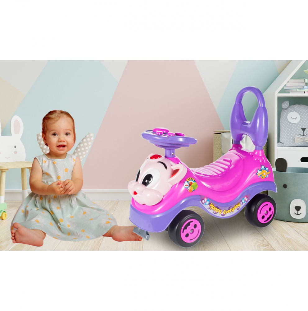 Masinuta fara pedale Ride-on Malplay Kitty Pink cu spatar inalt, volan cu claxon, sistem antirasturnare de la 18 luni pana la 27 kg - 3 | YEO