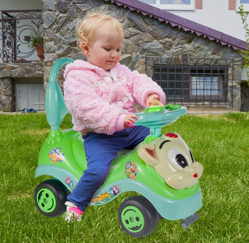 Masinuta fara pedale Ride-on Malplay Kitty Green cu spatar inalt, volan cu claxon, sistem antirasturnare de la 18 luni pana la 27 kg - 1 | YEO