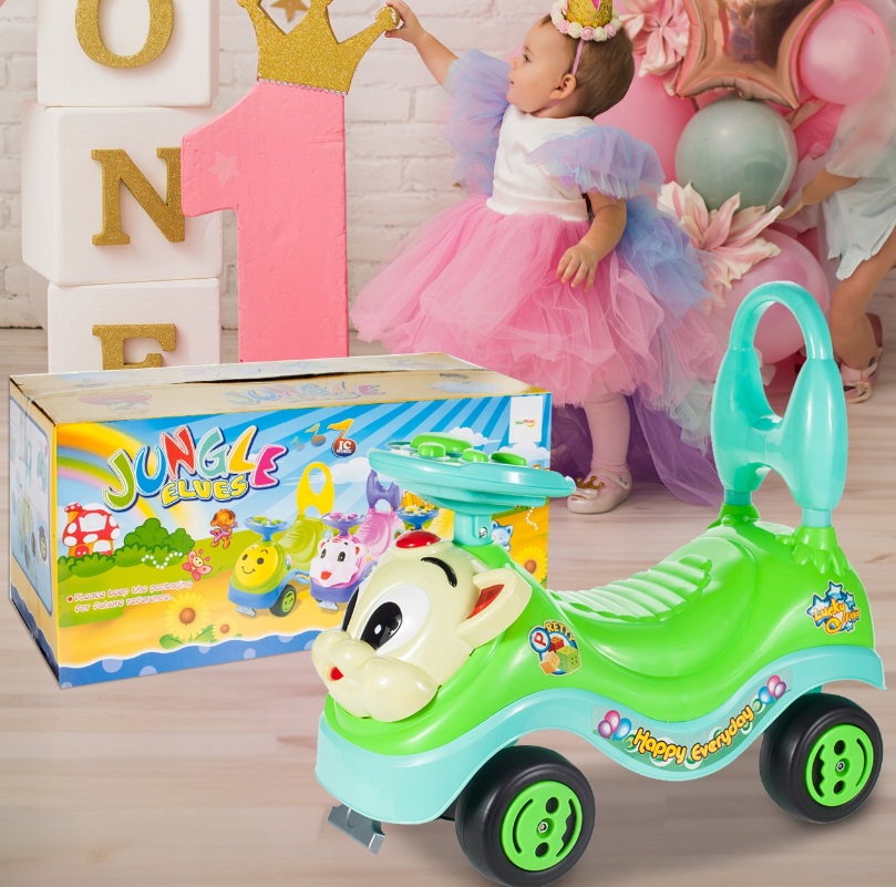 Masinuta fara pedale Ride-on Malplay Kitty Green cu spatar inalt, volan cu claxon, sistem antirasturnare de la 18 luni pana la 27 kg - 2 | YEO