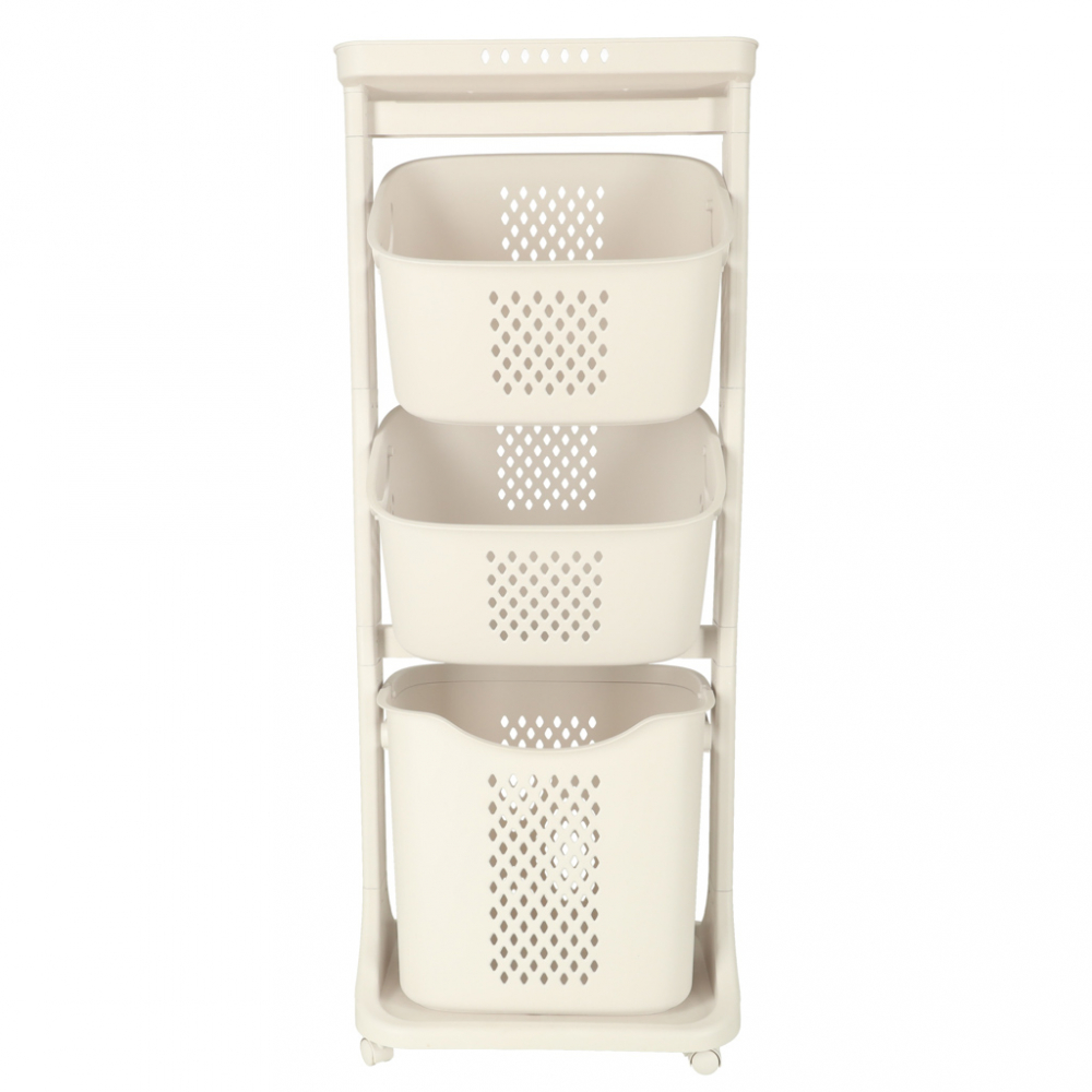 Organizator pe roti cu 3 cosuri supraetajate White - 2