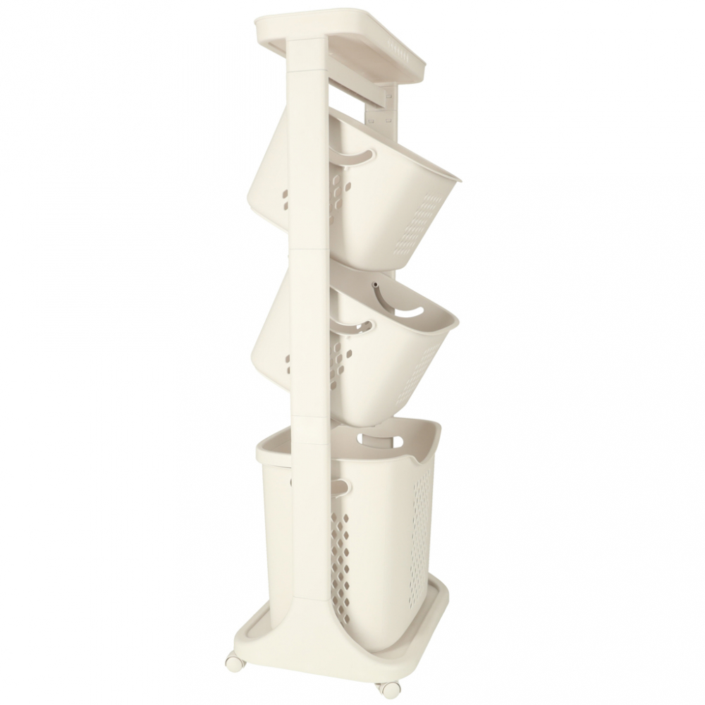 Organizator pe roti cu 3 cosuri supraetajate White - 3