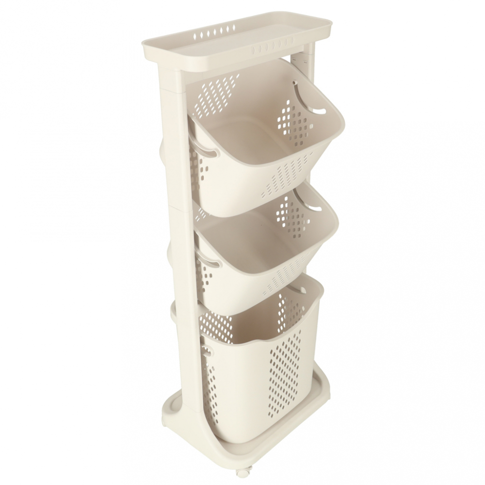 Organizator pe roti cu 3 cosuri supraetajate White - 4