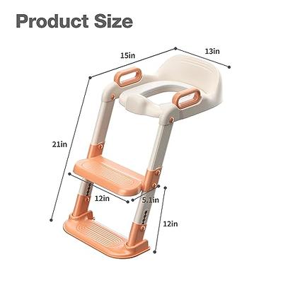 Reductor WC copii cu scara Little Mom Orange, colac moale spuma PU, pliabil, portabil, reglabil doua nivele, suport lat pentru picioare, antialunecare - 2 | YEO