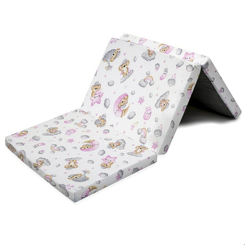 Salteluta pliabila New Baby standard pentru patut din spuma 120x60x5 cm 0 luni+ Koala Pink - 4