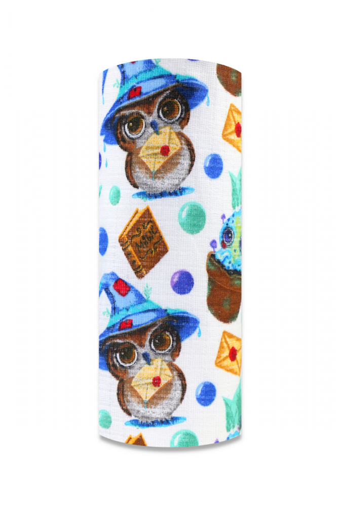 Scutec din muselina tetra 70x80 cm model Cute Owl