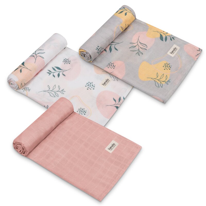Set 3 museline Lionelo Leaf din bambus 70x70 cm Multicolor