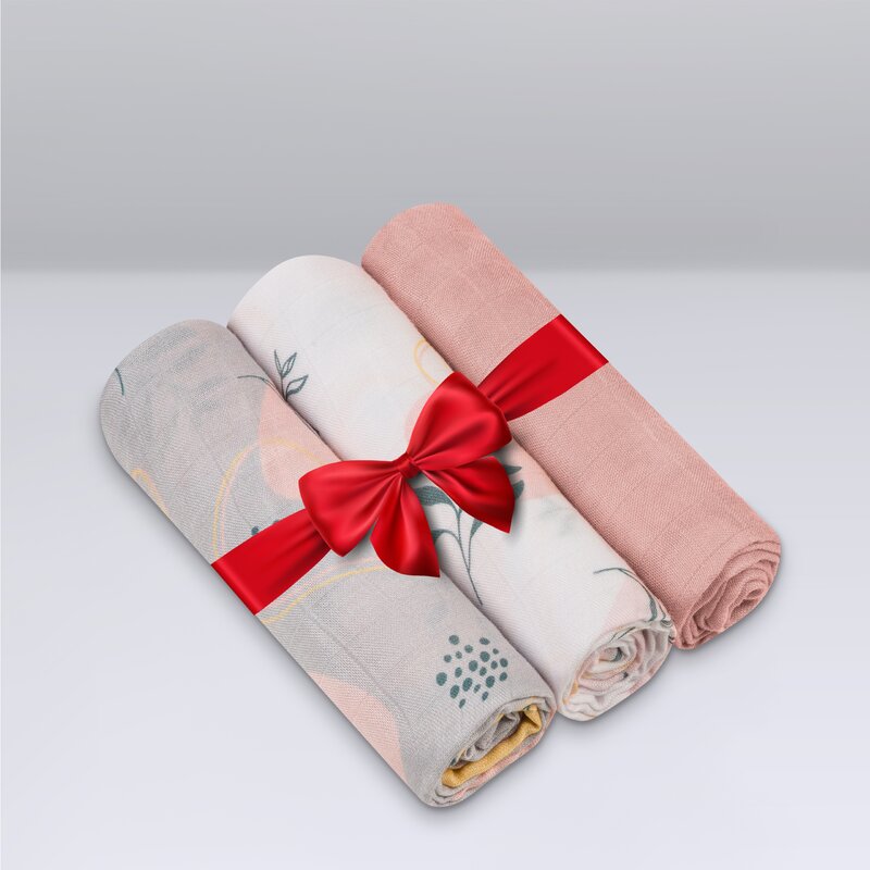 Set 3 museline Lionelo Leaf din bambus 70x70 cm Multicolor - 2
