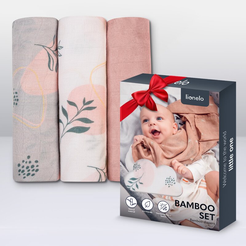 Set 3 museline Lionelo Leaf din bambus 70x70 cm Multicolor - 3