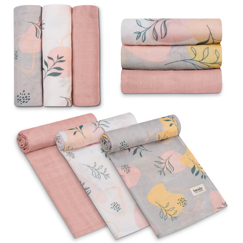 Set 3 museline Lionelo Leaf din bambus 70x70 cm Multicolor - 4