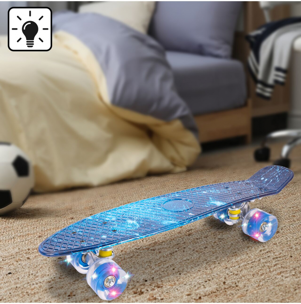 Skateboard cu LED-uri pentru copii 56x15cm Glowing Galaxy - 4