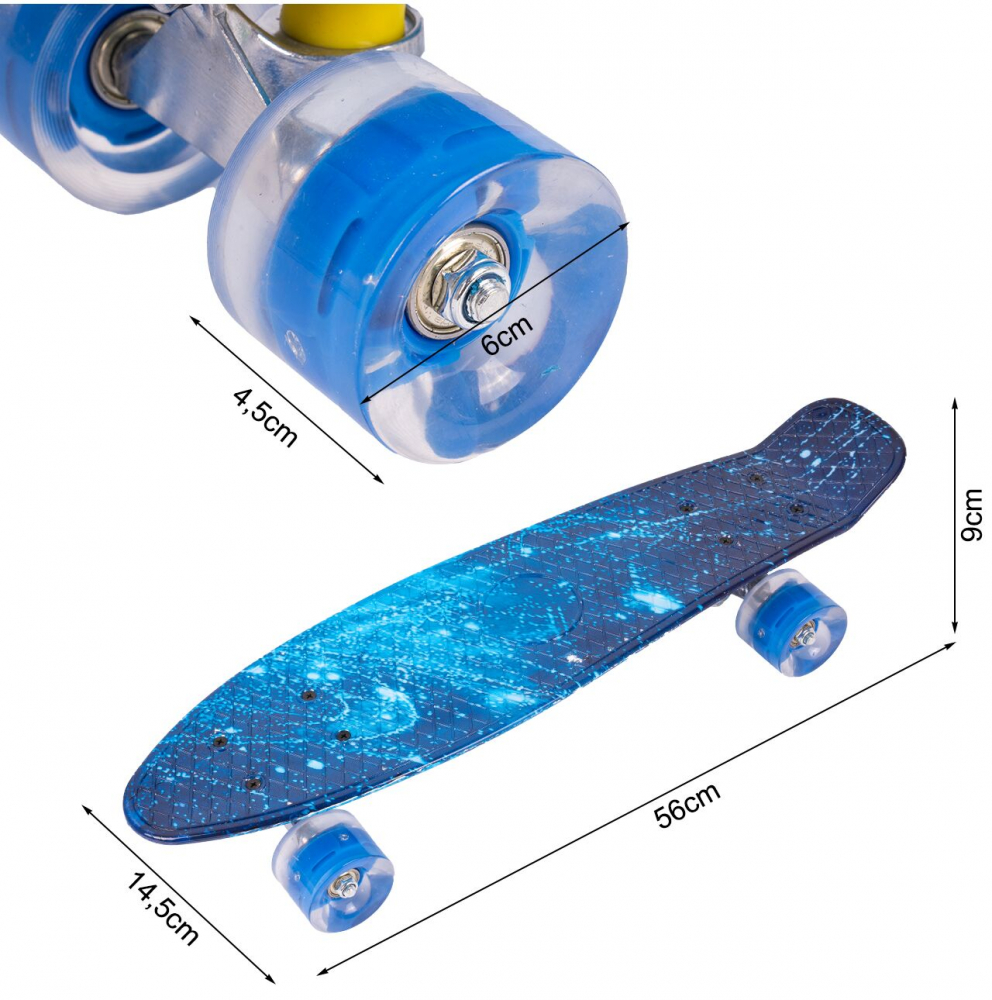 Skateboard cu LED-uri pentru copii 56x15cm Glowing Galaxy - 7