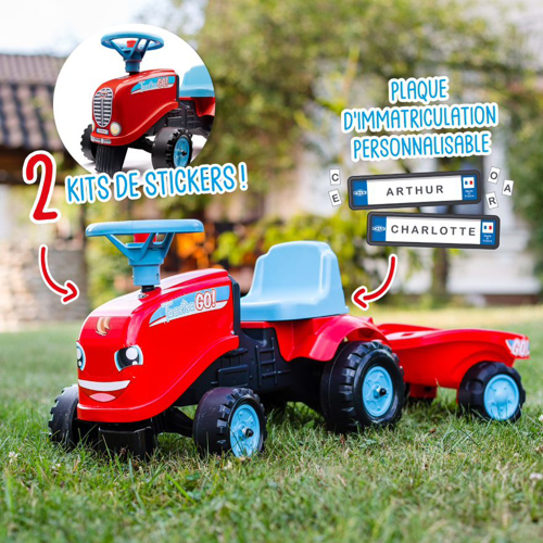 Tractor GO cu remorca pentru copii rosu FK 200B