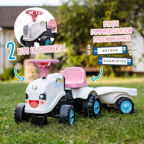 Tractor pentru copii cu remorca roz FK 206B