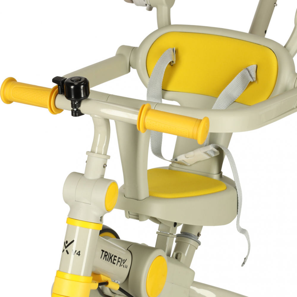 Poze Tricicleta pentru copii Ikonka Trike Fix V4 GriGalben ultrapliabila, cu copertina , scaun reversibil, maner cu control al directiei, roti din spuma Eva si parasolar cu protectie UV nichiduta.ro 