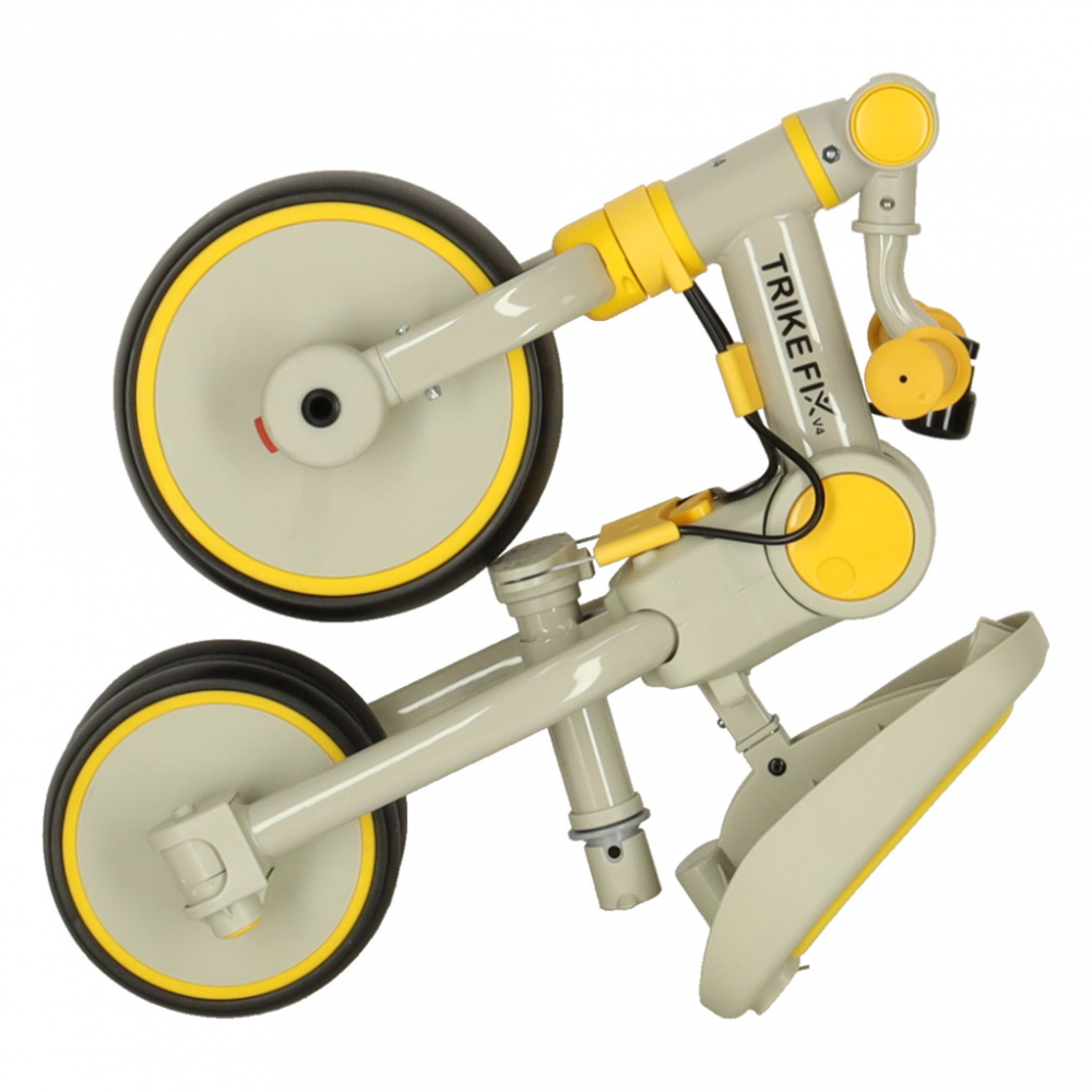 Poze Tricicleta pentru copii Ikonka Trike Fix V4 GriGalben ultrapliabila, cu copertina , scaun reversibil, maner cu control al directiei, roti din spuma Eva si parasolar cu protectie UV nichiduta.ro 