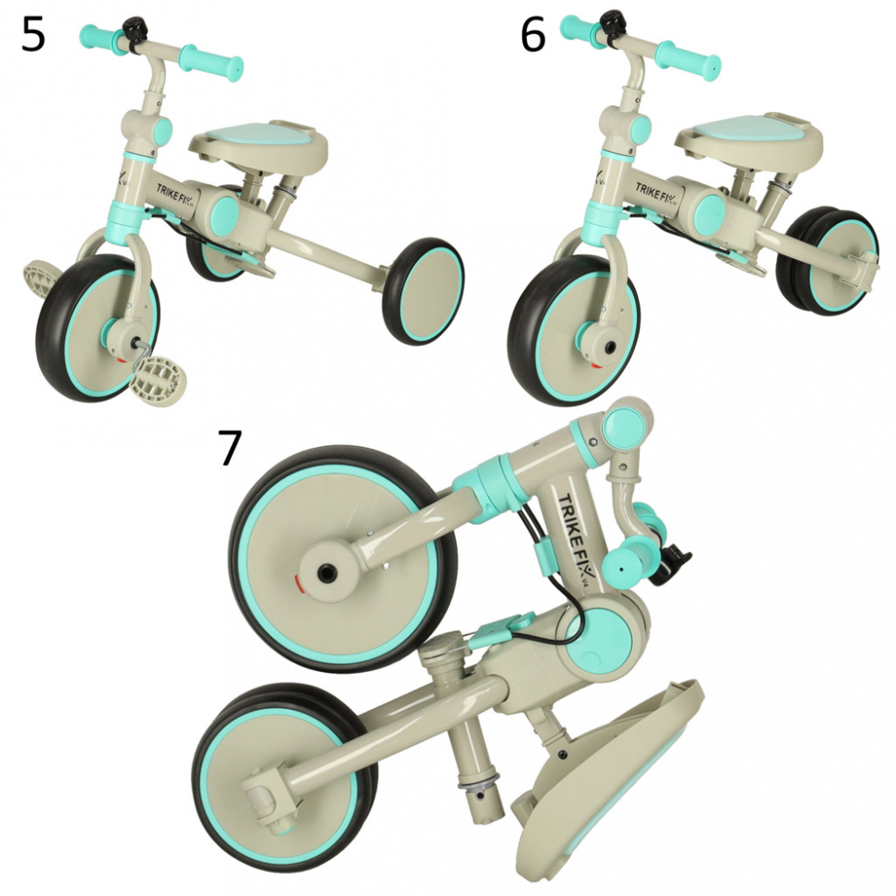 Tricicleta pentru copii Ikonka Trike Fix V4 GriAlbastru ultrapliabila, cu copertina, scaun reversibil, maner cu control al directiei, roti din spuma Eva si parasolar cu protectie UV - 1 | YEO