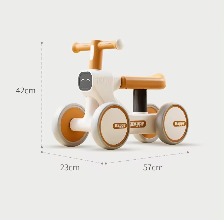 Vehicul fara pedale Ride-On pentru copii, Nichiduta Happy Beige, cu sunete si lumini, de la 1 an, dimensiune 57 x 23 x 42cm, inaltime pana la sezut 28 cm, roti silentioase din spuma Eva - 2