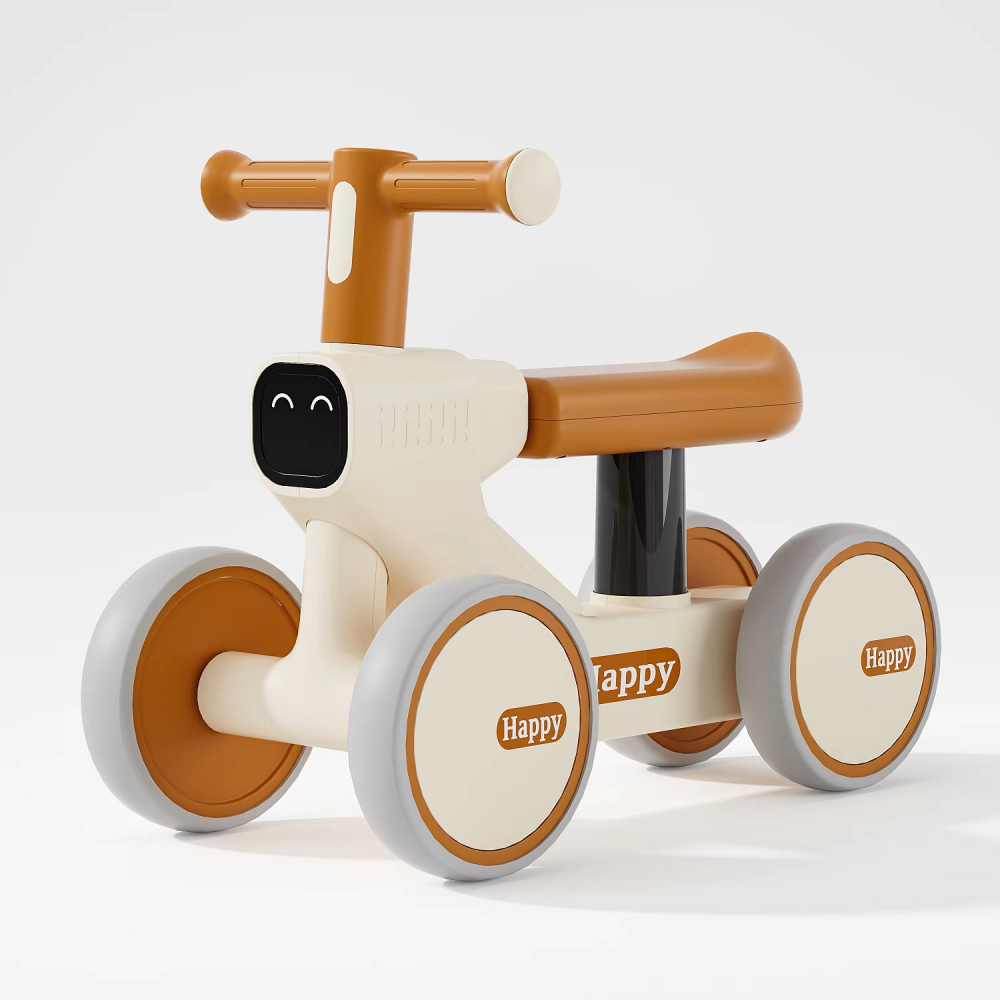 Vehicul fara pedale Ride-On pentru copii, Nichiduta Happy Beige, cu sunete si lumini, de la 1 an, dimensiune 57 x 23 x 42cm, inaltime pana la sezut 28 cm, roti silentioase din spuma Eva - 4