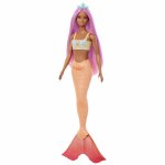 Papusa Barbie Dreamtopia sirena cu par roz si coada portocalie
