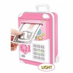 Pusculita interactiva pentru copii tip seif cu cifru Pink Suitcase