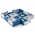 Covoras Puzzle din spuma cu 25 piese Jolly 3 Blue 118x118 cm